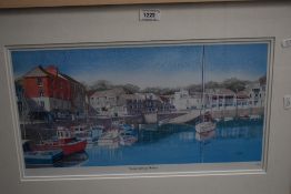 Artist Unknown, a coloured print, 'Tranquil Moorings, Padstow', framed, mounted, and under glass,