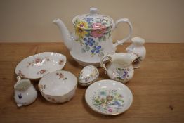 A Sadler 'Prelude' patterned teapot, together with other china ware, including an Aynsley 'Howard
