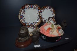 An Ainsley part tea service (nine pieces), a Wood and Sons 'Sheraton' floral bowl and three animal