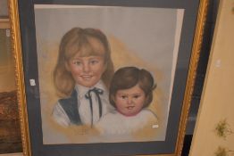 M. Zambr... (20th Century, Spanish), chalk study, A portrait of two children, signed indistinctly to
