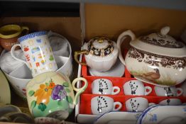 A novelty six piece coffee set, a boxed set of mugs, a large Lossel ware cup and saucer also a Spode