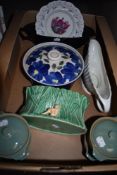Four small Denby lidded dishes, a Wedgwood footed black plant trough sold alongside with a