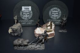 Two granite Westmorland county football association coaster holders, centenary 1897-1997 and four