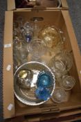 A carton of assorted glassware comprising of water jugs, bowls, glasses etc.