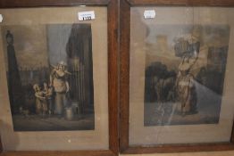 Two framed engravings 'Cries of London'