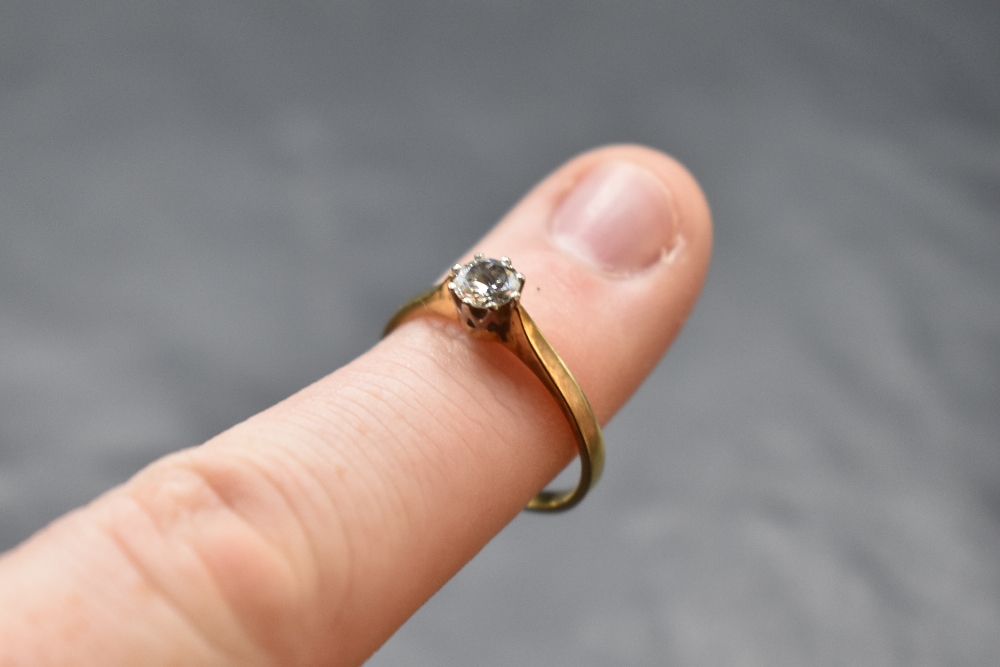 A diamond solitaire ring, having a brilliant cut diamond, approx 0.4ct in a raised claw set mount on - Image 2 of 2