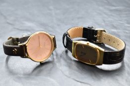 Two quartz wrist watches by Radley & Seiko having baton numeral dials in gold plated cases with