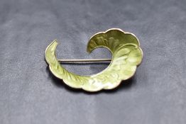 A Norwegian silver and green enamel brooch