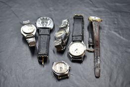 Six vintage wrist watches including Waltham, Everite, Rotary etc