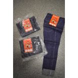 Two vintage 1960s pairs of childrens denim jeans with turn ups, new in packaging.