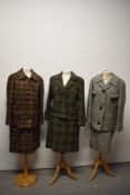 Three 1960s wool skirt suits, two having Dereta label and one Harella,