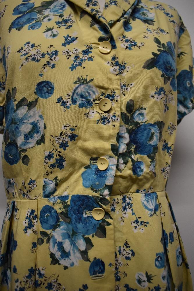 A 1940s St Michael floppy floral cotton day dress, having buttons to front and yellow ground with - Image 3 of 9