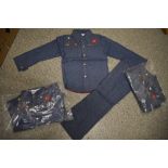 Three vintage 1970s childrens denim two piece outfits, new in packaging.
