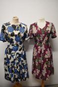 Two vintage floral dresses, medium sizes.