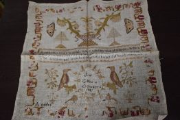 A 1841 dated needlework sampler, worked by Mar(y) Gibbo(n)s, and another worked my Ann Wilner.
