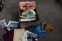 An assortment of vintage tea towels, huckaback towels, dish cloths, glass cloths and hand towels,