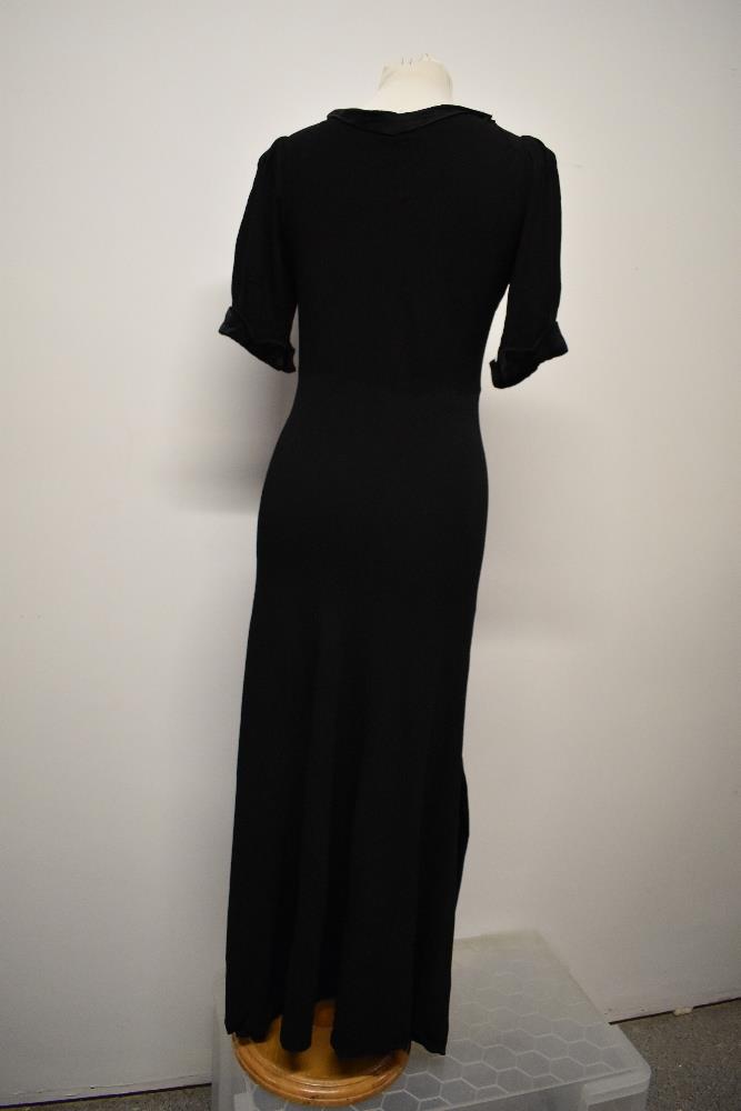 A stunning Art Deco 1930s evening gown of black satin backed crepe, with wonderful use being made of - Image 12 of 15