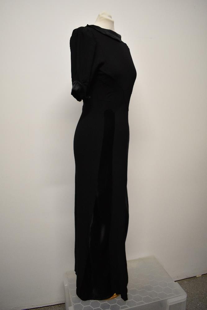 A stunning Art Deco 1930s evening gown of black satin backed crepe, with wonderful use being made of - Image 11 of 15