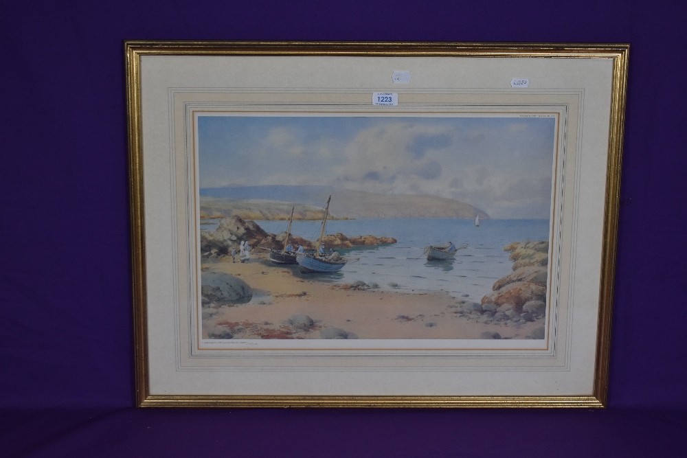 After Warren Williams ARCA (1863-1941), a coloured print, 'The Golden Hour, Llugwy Bay, Anglesey', a - Image 2 of 4