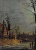 After John Atkinson Grimshaw (1836-1893), a coloured print, 'Winter Moonlight', 28cm x 38cm, &