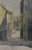 A.Phillip ARCA (20th Century), a watercolour, A Parisian street scene with the Sacre Coeur on the