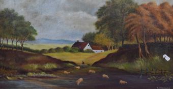 D.Dorward (20th Century, British), an oil on board, An autumnal pastoral landscape depicting a