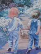 After Corinne Hartley (b.1924, American), two coloured prints, 'Best Friends' and 'Buddies', framed,