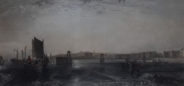 After Joseph Mallord William Turner RA (1775-1851), a coloured engraving, 'Brighton Chain Pier',