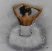 'Biggon' (Contemporary), a mixed media, 'Sitting Ballerina With White Background', signed and