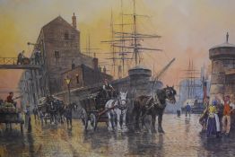 After John Lewis Chapman (b.1946, British), four coloured prints, 'Strong Team', 'Dock Gates', '