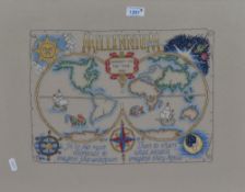 Contemporary, a needlework sampler, 'Millennium, It is far more difficult to imagine the unknown