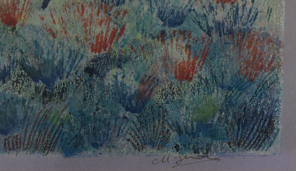 Artist Unknown, 20th Century, gouache, An abstract interpretation of a field with flowers, signed - Image 3 of 4