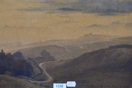 William Heaton Cooper RA (1903-1995), a watercolour, A winding road through a green countryside