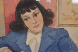 Ines Taxis (20th Century, British), a watercolour, 'Celia', a nostalgic portrait depicting a young