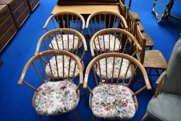 A set of six Ercol comb back style armchairs