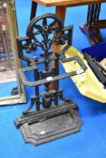 A Victorian style cast stick stand having lozenge mark to reverse, with code N-8