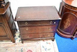 A Stag mahogany bedroom chest of three drawers, width approx. 82cm