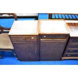 A pair of Burr walnut Art Deco bedside pot cupboards