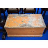 A Victorian bedding box having distressed paint finish