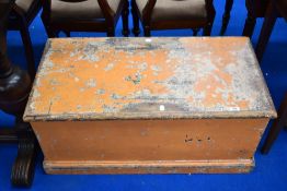 A Victorian bedding box having distressed paint finish