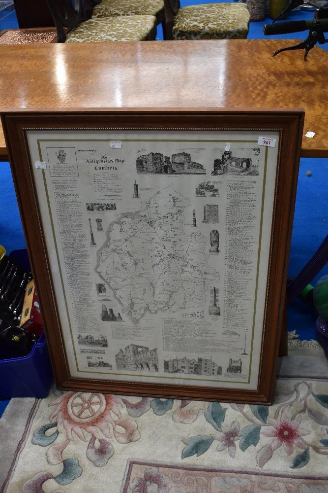 A vintage 'Antiquarian Map of Cumbria' , after Alfred Wainwright