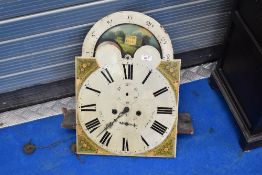 A long case clock painted dial and movement