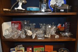 A mixed lot of cut glass, lead crystal and similar, including vases, paperweight, jug, novelty pig