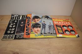 Four items of vintage Beatles ephemera, including 'Big Beat' magazine, the Beatles scrapbook and the