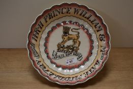 An Emma Bridgwater commemorative bowl, for William and Kate, April 29th 2011 wedding day.