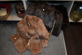 Five vintage fur coats and jackets and a tippet, including mole skin, mink and coney.