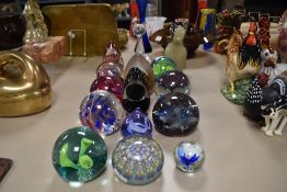 A selection of paperweights, various styles including Caithness