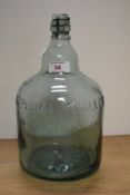 A 1/2 gallon glass flagon, having advertising for D.Rylands, Barnsley.