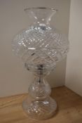 A Waterford crystal table lamp in the form of an oil lamp, in superb condition.