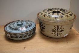 Two Ambleside pottery tureens.